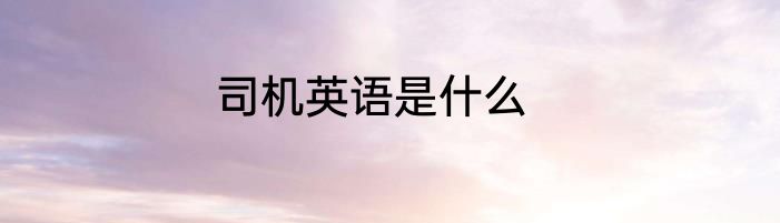 司机英语是什么