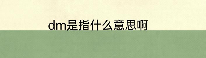 dm是指什么意思啊