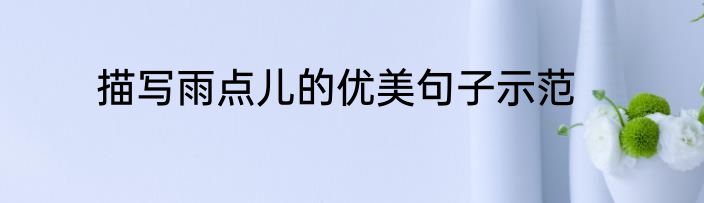 描写雨点儿的优美句子示范