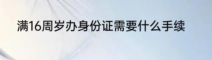 满16周岁办身份证需要什么手续