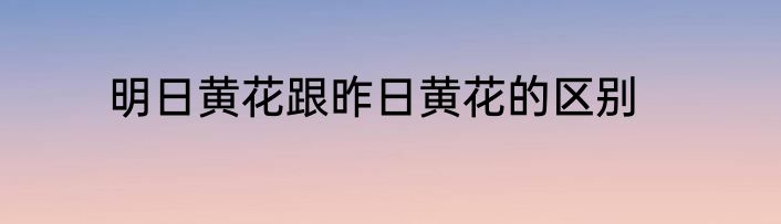 明日黄花跟昨日黄花的区别