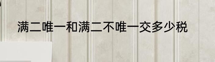 满二唯一和满二不唯一交多少税