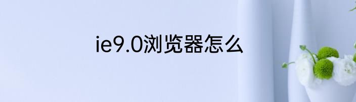 ie9.0浏览器怎么