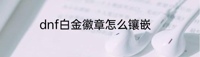 dnf白金徽章怎么镶嵌