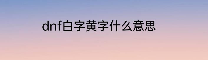 dnf白字黄字什么意思