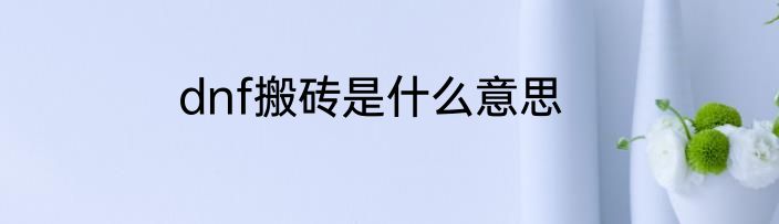 dnf搬砖是什么意思