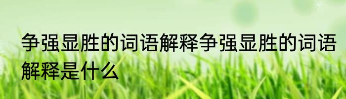 争强显胜的词语解释争强显胜的词语解释是什么
