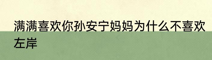 满满喜欢你孙安宁妈妈为什么不喜欢左岸