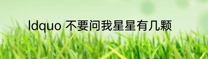 ldquo 不要问我星星有几颗