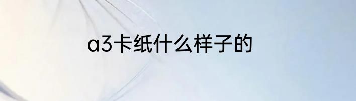 a3卡纸什么样子的