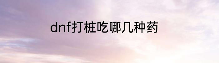 dnf打桩吃哪几种药