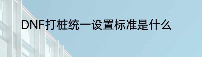 DNF打桩统一设置标准是什么