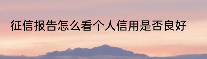 征信报告怎么看个人信用是否良好