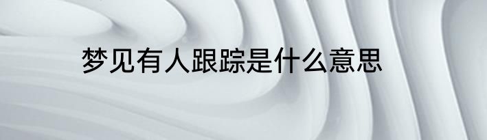 梦见有人跟踪是什么意思