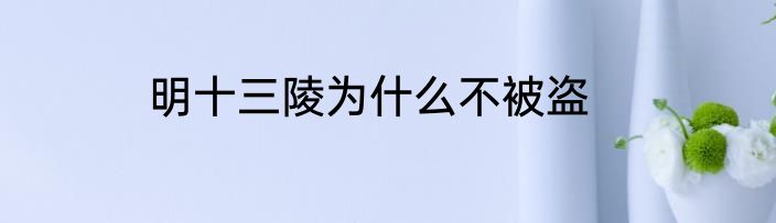 明十三陵为什么不被盗