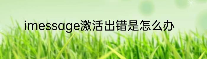 imessage激活出错是怎么办