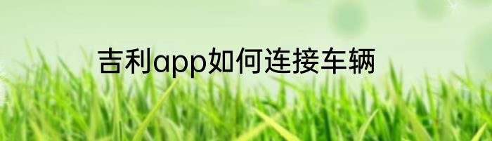 吉利app如何连接车辆