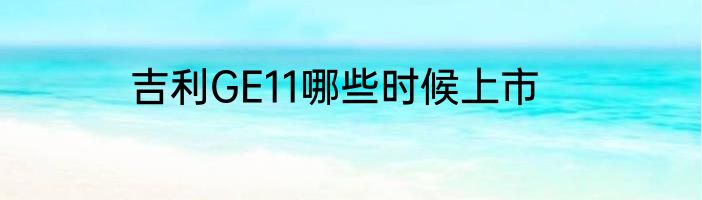 吉利GE11哪些时候上市