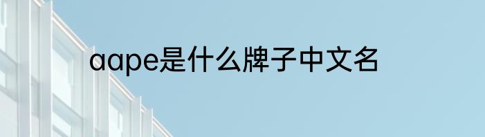 aape是什么牌子中文名
