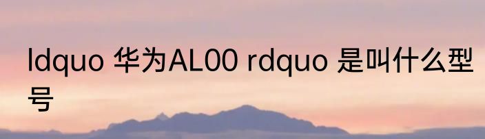 ldquo 华为AL00 rdquo 是叫什么型号