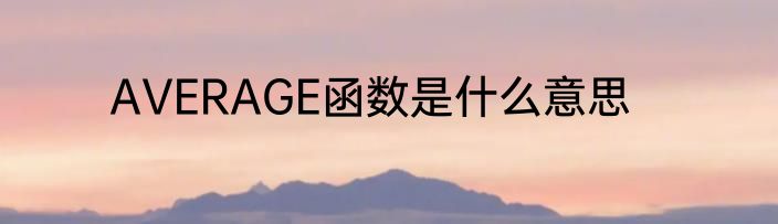 AVERAGE函数是什么意思