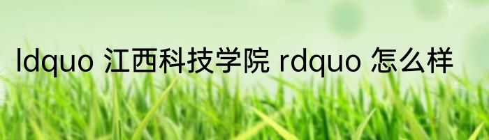 ldquo 江西科技学院 rdquo 怎么样
