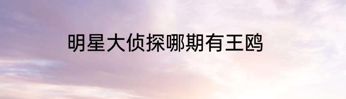 明星大侦探哪期有王鸥
