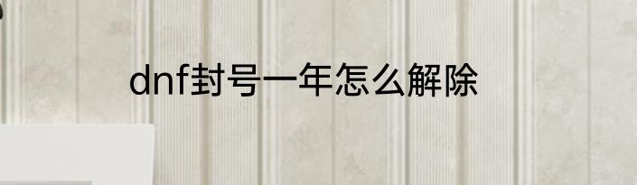 dnf封号一年怎么解除