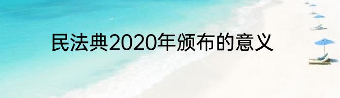 民法典2020年颁布的意义