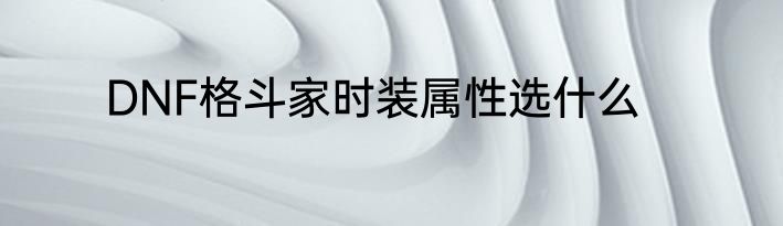 DNF格斗家时装属性选什么
