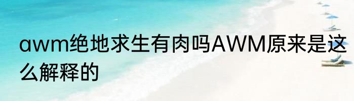 awm绝地求生有肉吗AWM原来是这么解释的