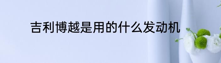 吉利博越是用的什么发动机