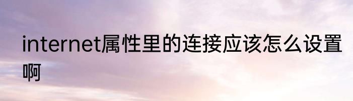 internet属性里的连接应该怎么设置啊