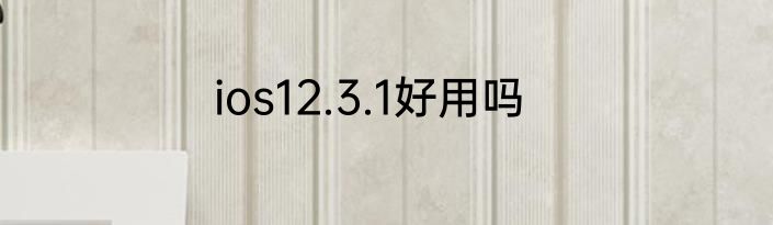 ios12.3.1好用吗