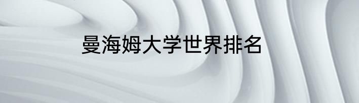 曼海姆大学世界排名