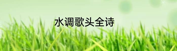水调歌头全诗