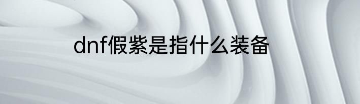 dnf假紫是指什么装备
