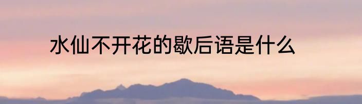 水仙不开花的歇后语是什么