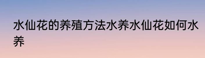 水仙花的养殖方法水养水仙花如何水养