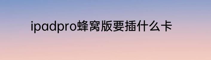 ipadpro蜂窝版要插什么卡