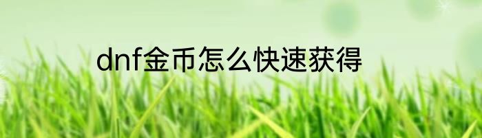 dnf金币怎么快速获得
