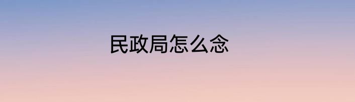 民政局怎么念