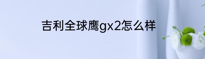 吉利全球鹰gx2怎么样