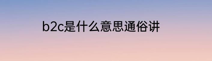 b2c是什么意思通俗讲