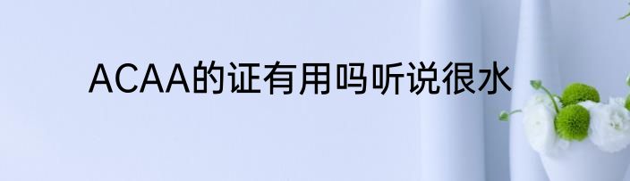 ACAA的证有用吗听说很水