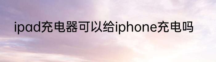 ipad充电器可以给iphone充电吗