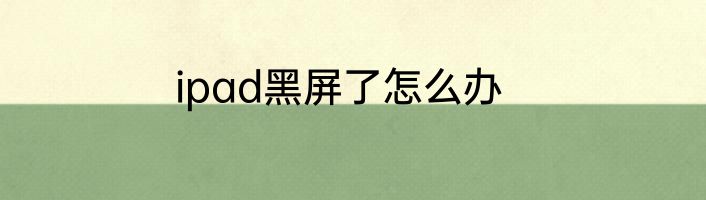 ipad黑屏了怎么办
