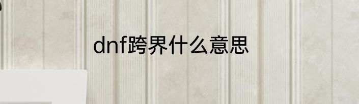 dnf跨界什么意思