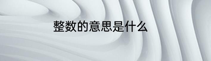 整数的意思是什么