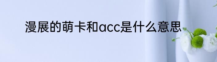 漫展的萌卡和acc是什么意思